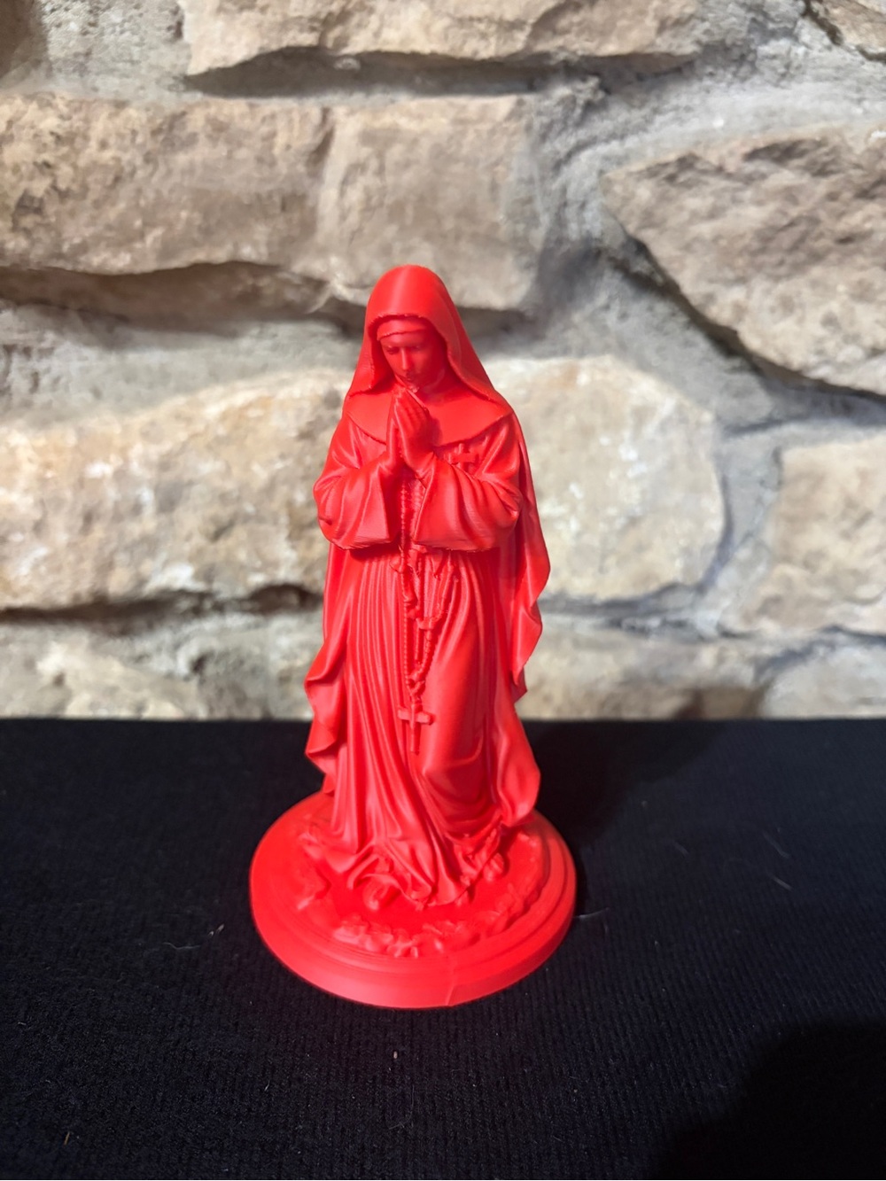 Atomic Red Praying Virgin Mary Home Accent Statuette 5.75”